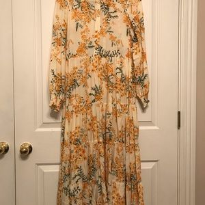 Zara Angel Orange Floral Midi Maxi Dress S